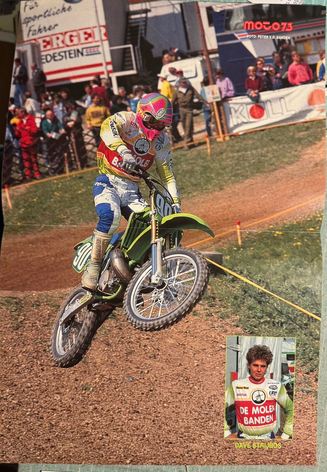 Poster Dave Strijbos op Kawasaki, Verzenden, Zo goed als nieuw, Motoren