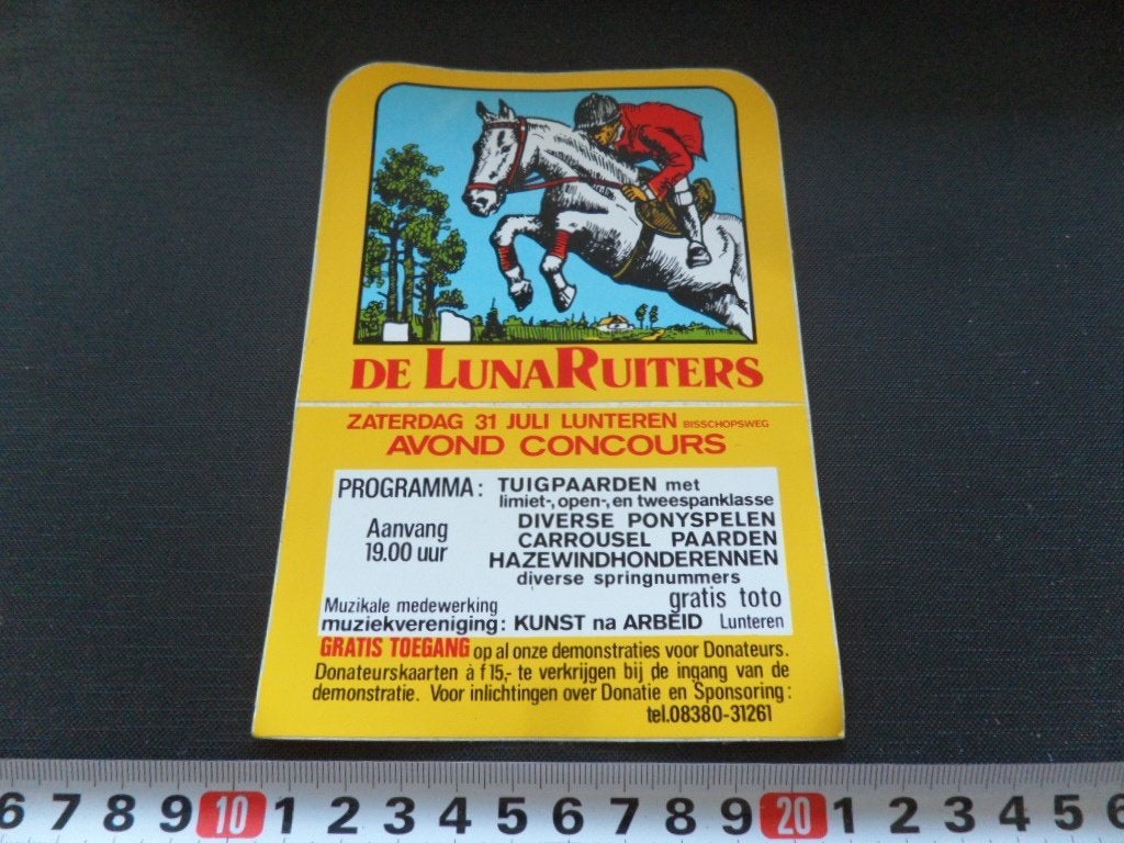 sticker Lunteren  DE LUNA RUITERS, Verzamelen, Stickers, Ophalen, Zo goed als nieuw