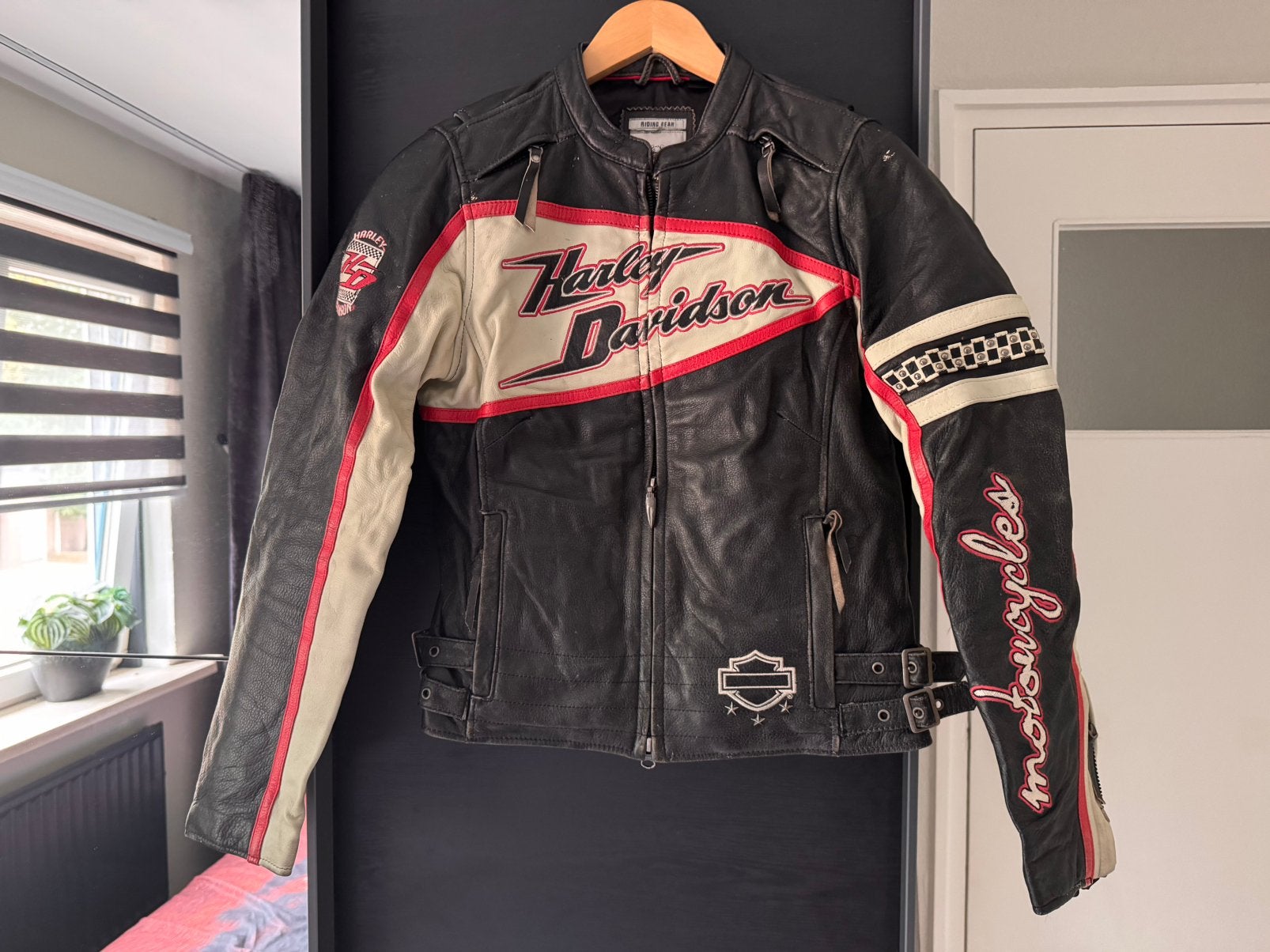 Stoere Leren Dames Harley Davidson motorjas Maat M, Ophalen of Verzenden, Tweedehands, Dames, Jas | leer