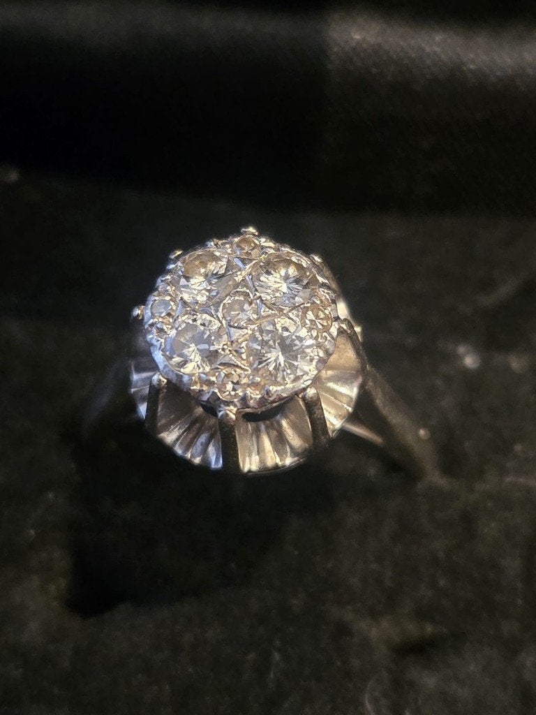 18k witgouden/platinum ring met ca. 0,60 ct diamant (280), Sieraden, Tassen en Uiterlijk, Gebruikt, Wit, Ophalen of Verzenden