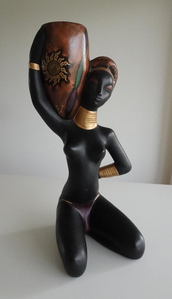Vintage Beeld Vrouw van Keramiek uit Venezuela, Antiek en Kunst, Ophalen