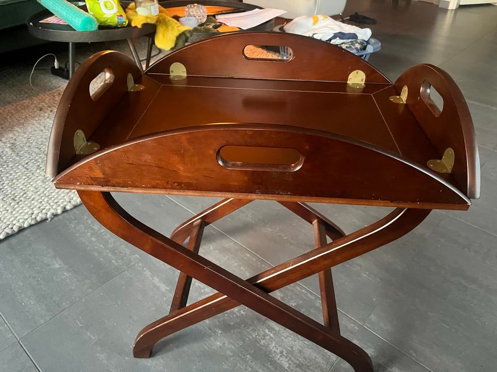Kersenhouten bijzettafel (Butler Table), Gebruikt, 75 cm of meer, Overige vormen, Hout