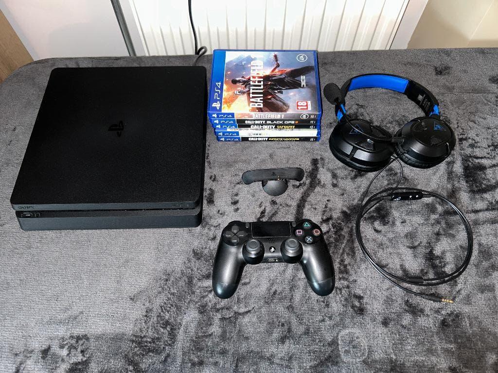 PS4 Set - PlayStation 4 Slim (500GB) - Zwart, Ophalen of Verzenden, Met 1 controller, Slim, 500 GB