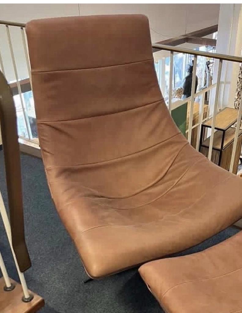 Bodilson Turner Draaifauteuil - Bruin Leder, Huis en Inrichting, Ophalen, Gebruikt, Leer, 75 tot 100 cm