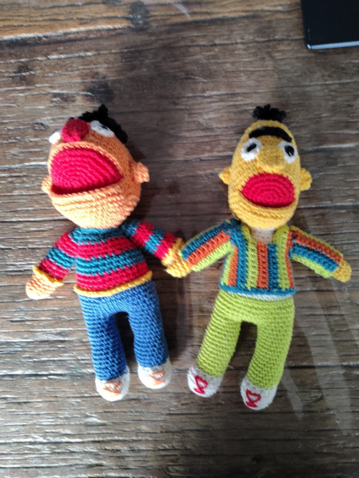 Handgemaakte Bert en Ernie knuffels - Sesamstraat, Overige merken, Overige typen, Ophalen of Verzenden, Zo goed als nieuw