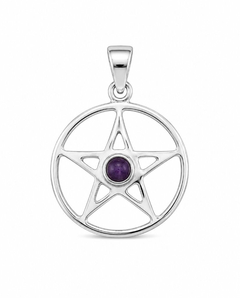 Pentagram Amethist Hanger - Echt Zilver, Info@sacredstones.nl, Verzenden, Paars, Nieuw