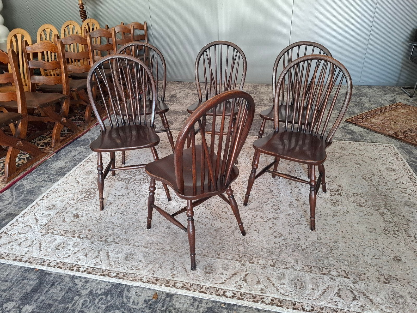 Unieke 6 delige Vintage Engelse Windsor stoel stoelen. Zie,, Ophalen, Gebruikt, Bruin, Vijf, Zes of meer stoelen