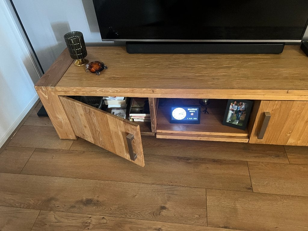 Grenen Wandkast en TV Meubel, Ophalen, 100 tot 150 cm, 150 tot 200 cm, Zo goed als nieuw