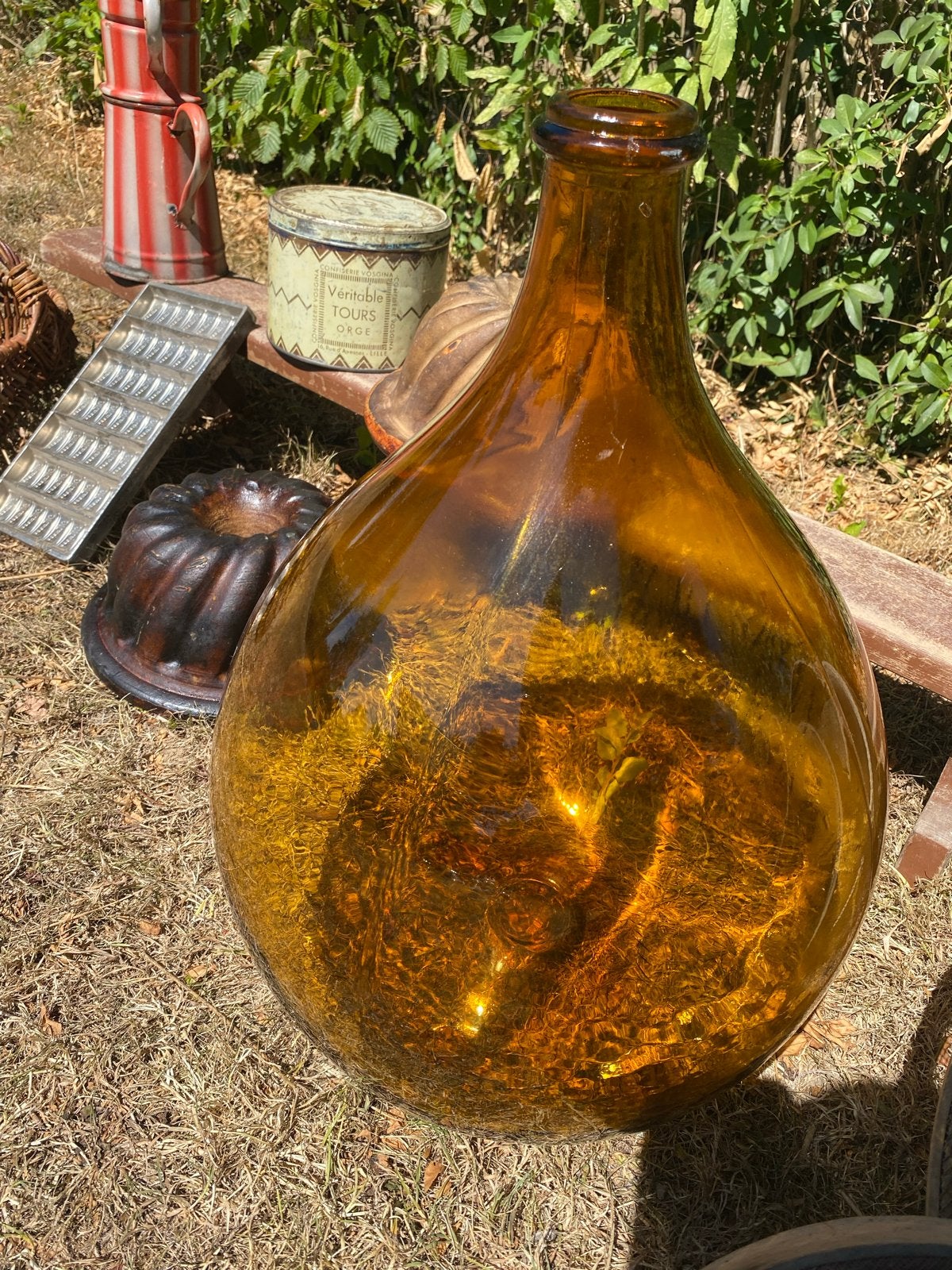 Gave Franse brocante gistfles - Bijzonder bruin (marron), Ophalen of Verzenden