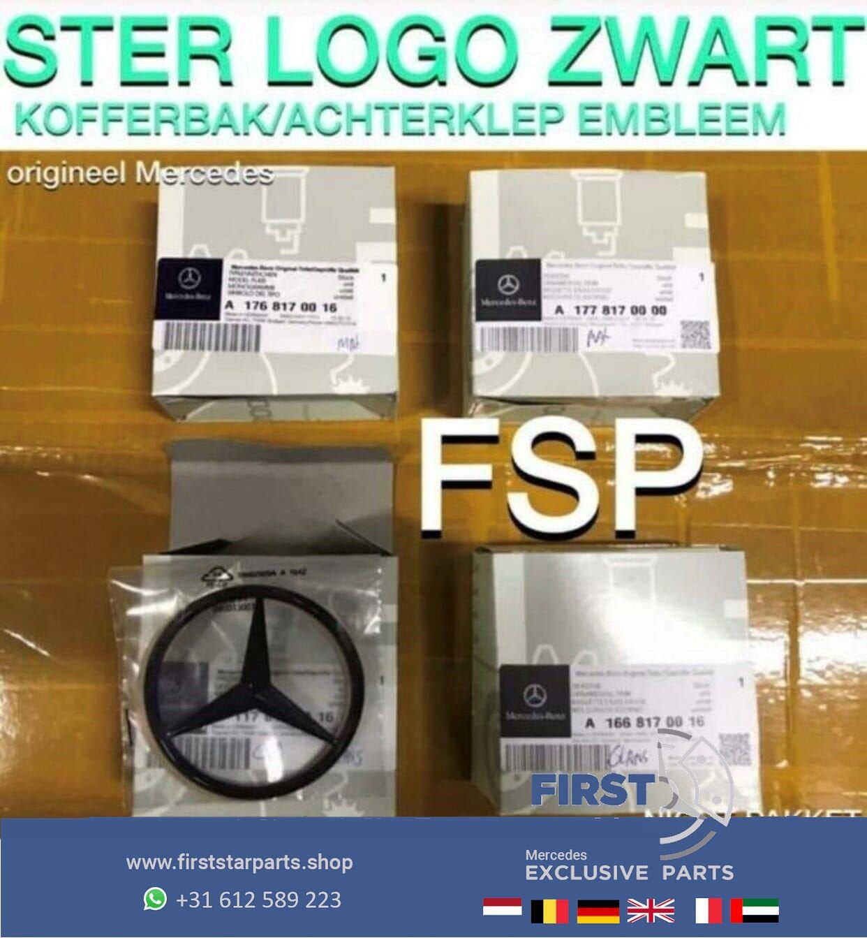 Kofferklep logo Mercedes STER ZWART W156 W253 achterbak logo, Auto-onderdelen, Gebruikt, -, Ophalen of Verzenden, -