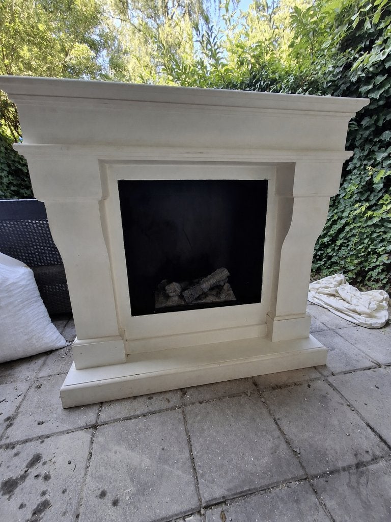 Klassieke schouw met elektrische haard gratis op te halen, Huis en Inrichting, Haarden, Ophalen, Gebruikt, Vrijstaande haard, Elektrische haard