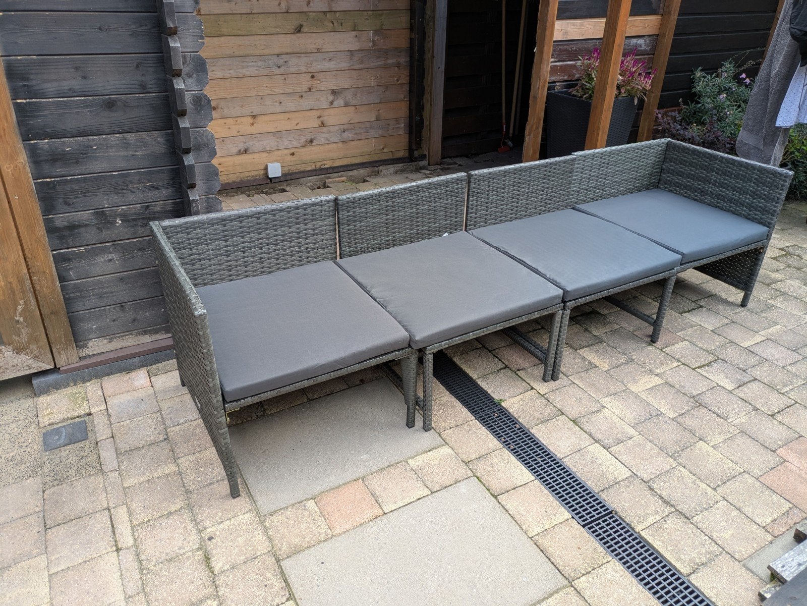 VidaXL 4-zits loungeset, zo goed als nieuw, Ophalen, Zo goed als nieuw, Loungeset, Wicker