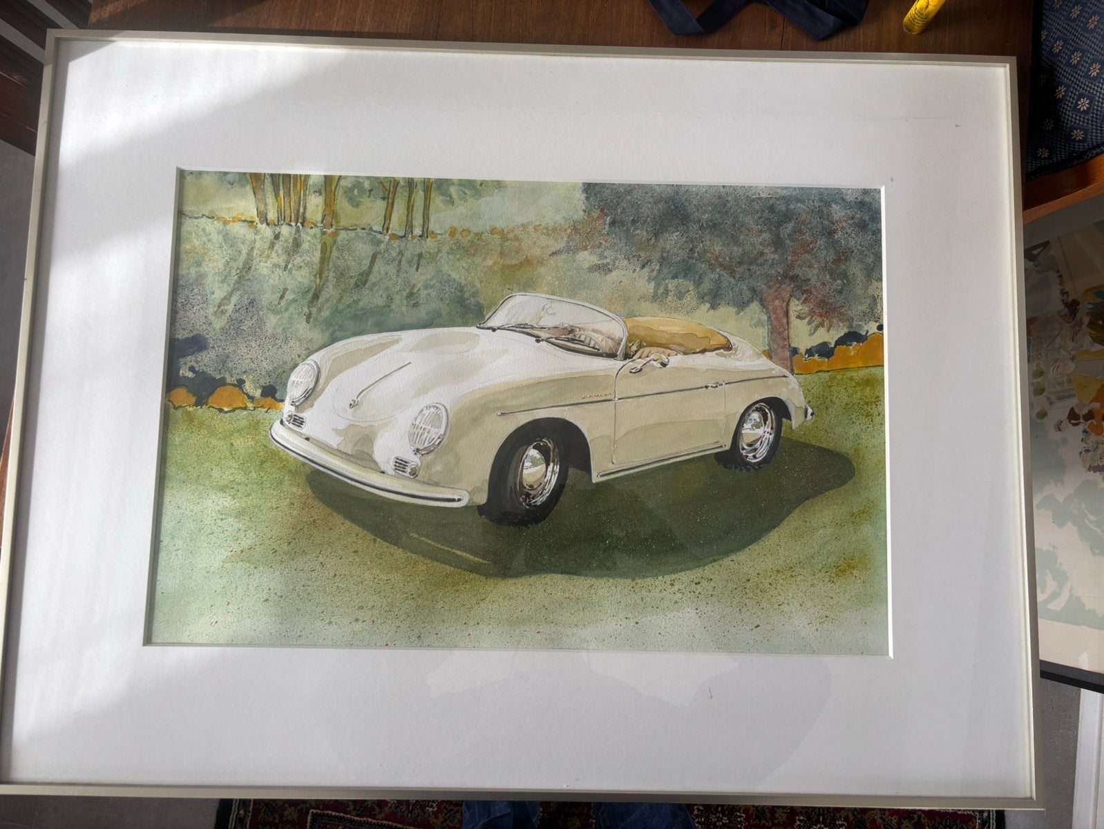 Prachtige Porsche aquarel Carl Lucker, Antiek en Kunst, Ophalen