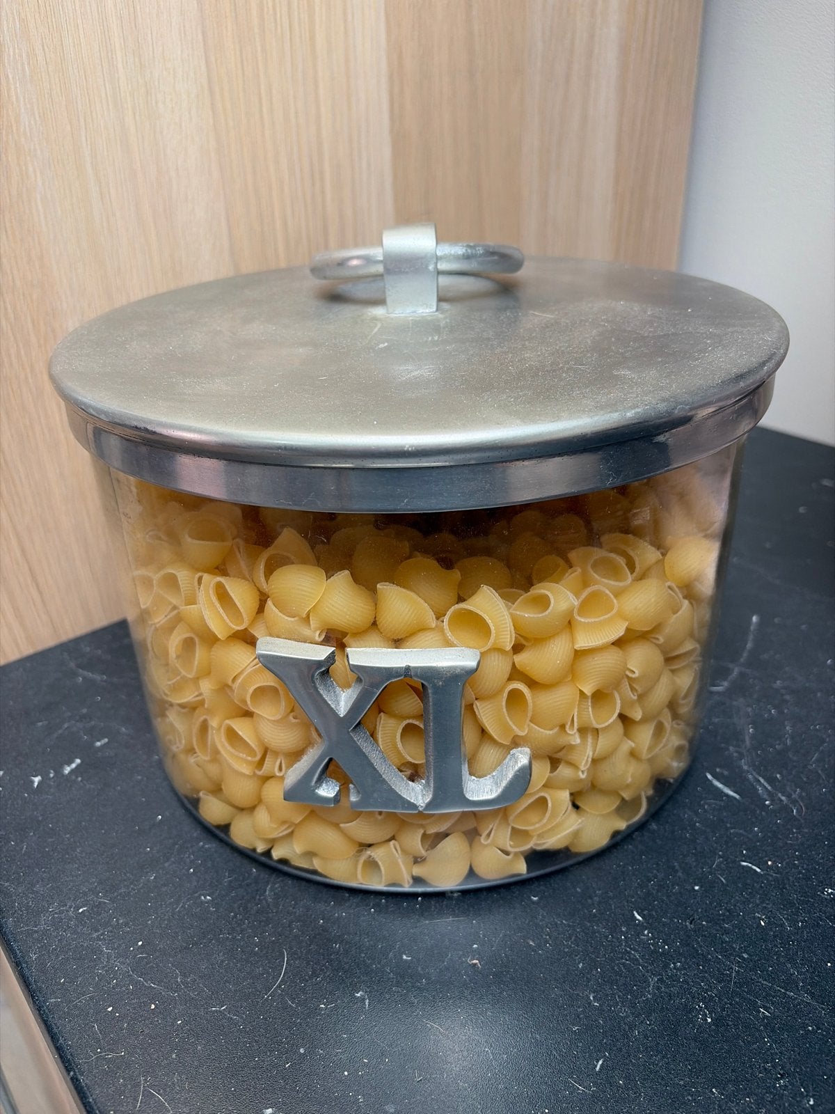 Glazen voorraadpot Riviera Maison XL-opdruk, Ophalen, Zilver, Voorraadpot, Overige merken