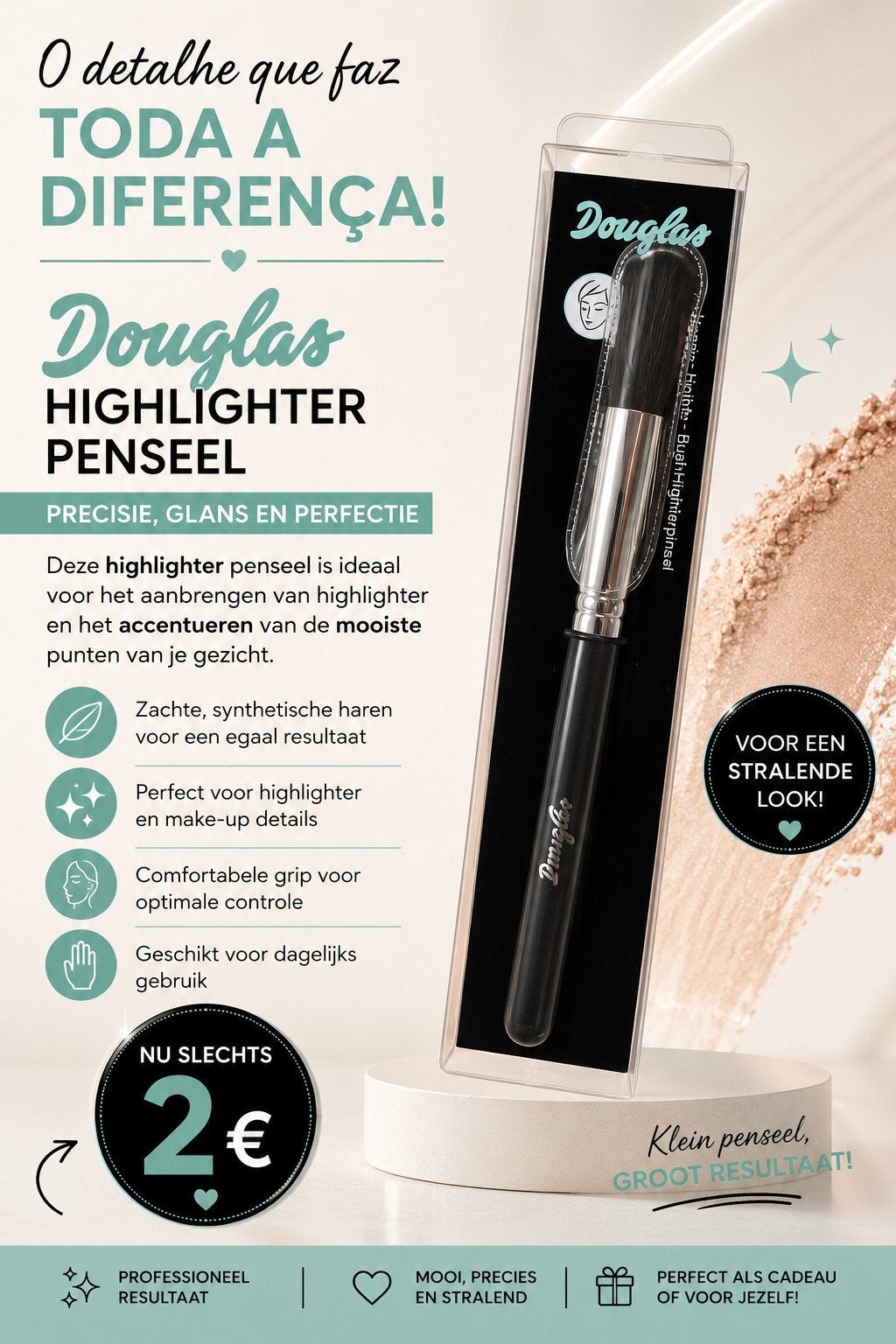 Douglas Highlighter Penseel - Precisie & Glans, Ophalen of Verzenden