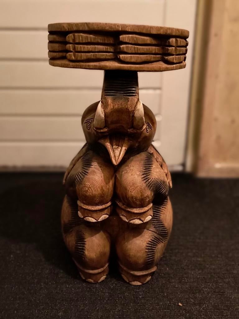 Houten olifantensculptuur - Standaard, Ophalen of Verzenden
