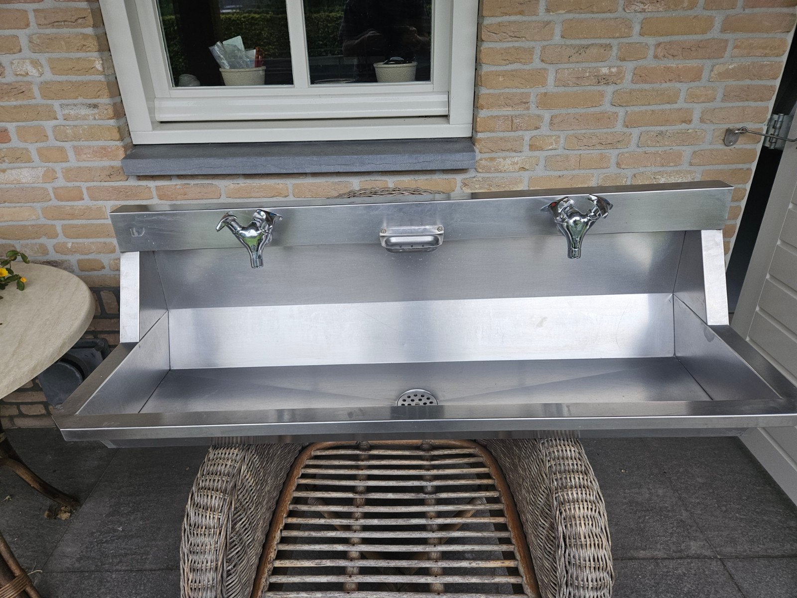 wasbak/wastrog/spoelbak RVS Intersan 1.20 m  2 mengkranen, Ophalen, Gebruikt, Rvs, Wastafel