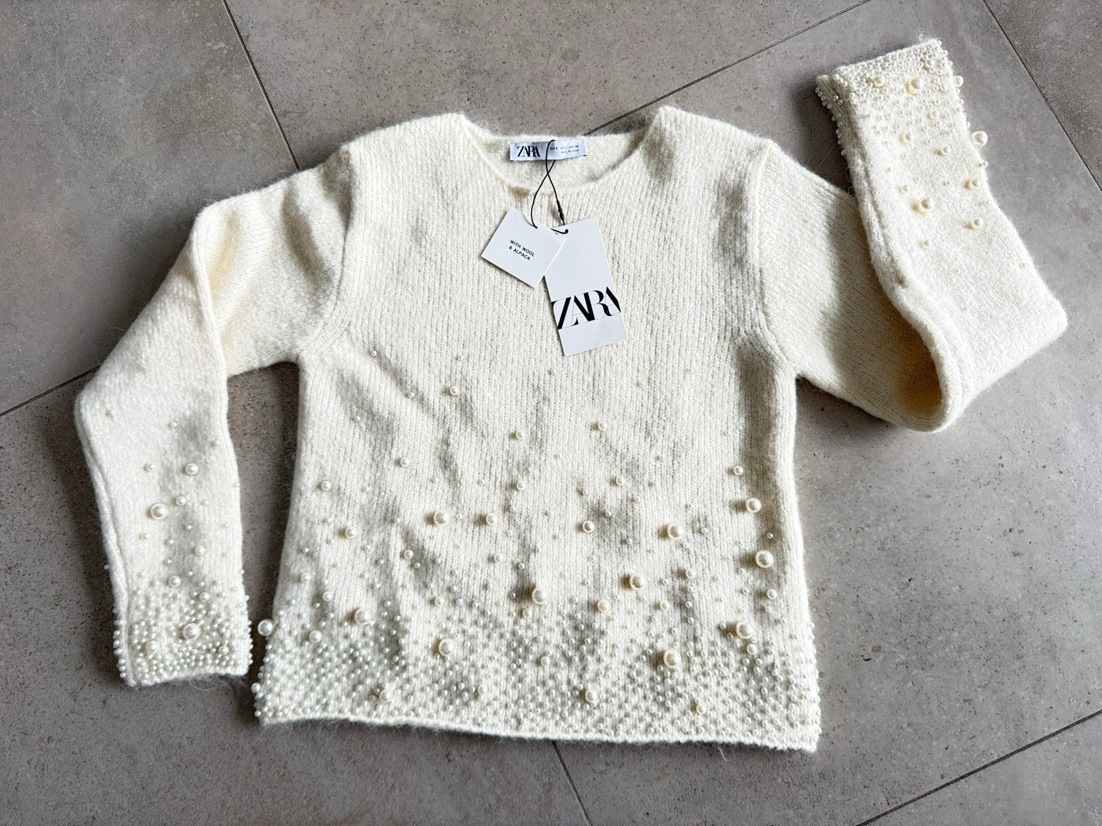 Zara trui S met parels - Nieuw met kaartjes, Ophalen of Verzenden, Nieuw, Maat 36 (S), Wit
