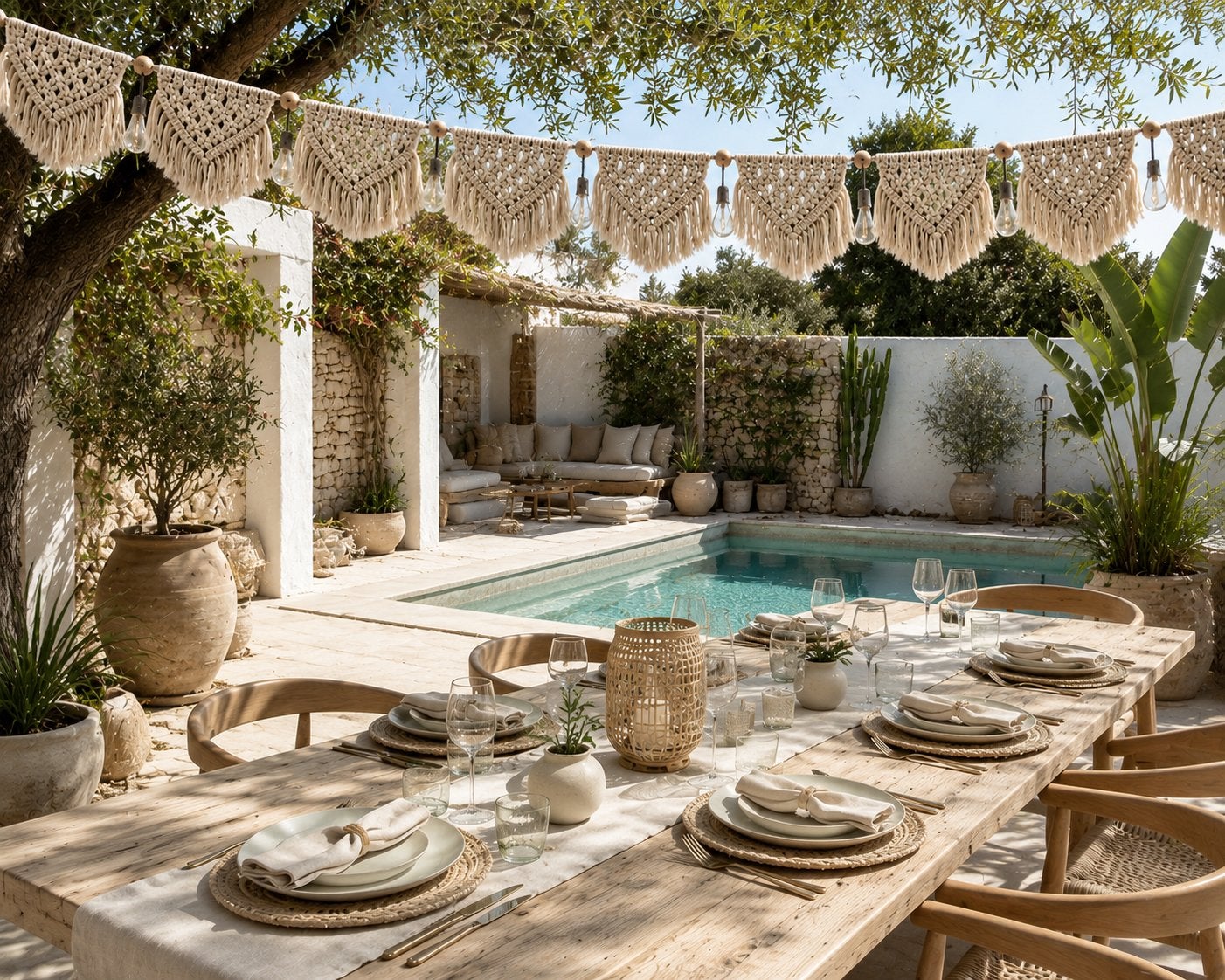Ibiza sfeer slinger - 95 cm - Macramé decoratie, Beige, Verzenden, Boho, Nieuw