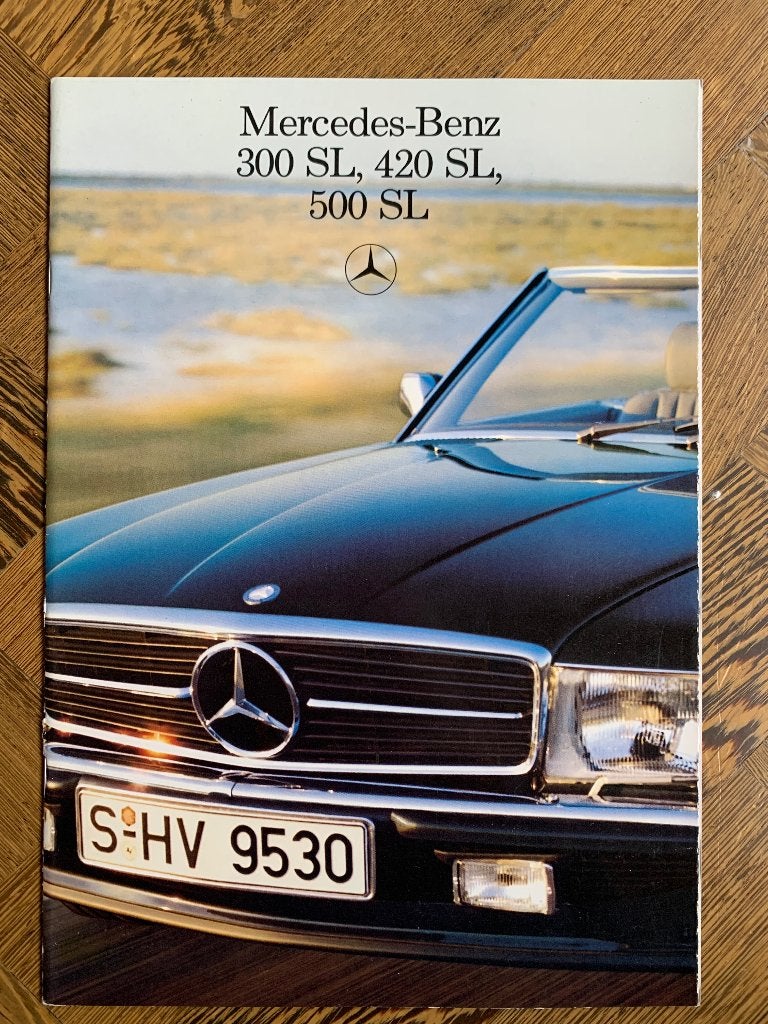 Brochure Mercedes-Benz SL-klasse R107 1986 zgan, Zo goed als nieuw, Mercedes-Benz, Mercedes, Ophalen of Verzenden