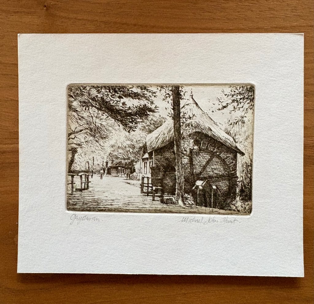 Te Koop: Ets: Rosmolen te Geijsteren door Michael John Hunt, Antiek en Kunst, Kunst | Etsen en Gravures, Ophalen of Verzenden