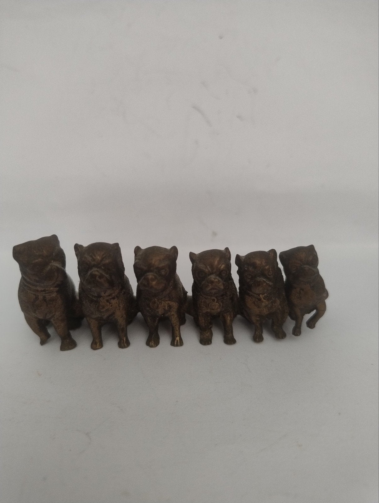 🔴 6 buldog honden ( Brons?), Ophalen of Verzenden