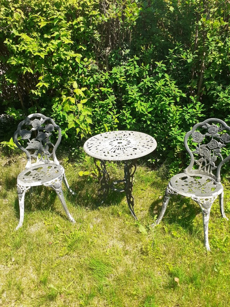 Brocante tuinset met roosmotief, Antiek en Kunst, Ophalen