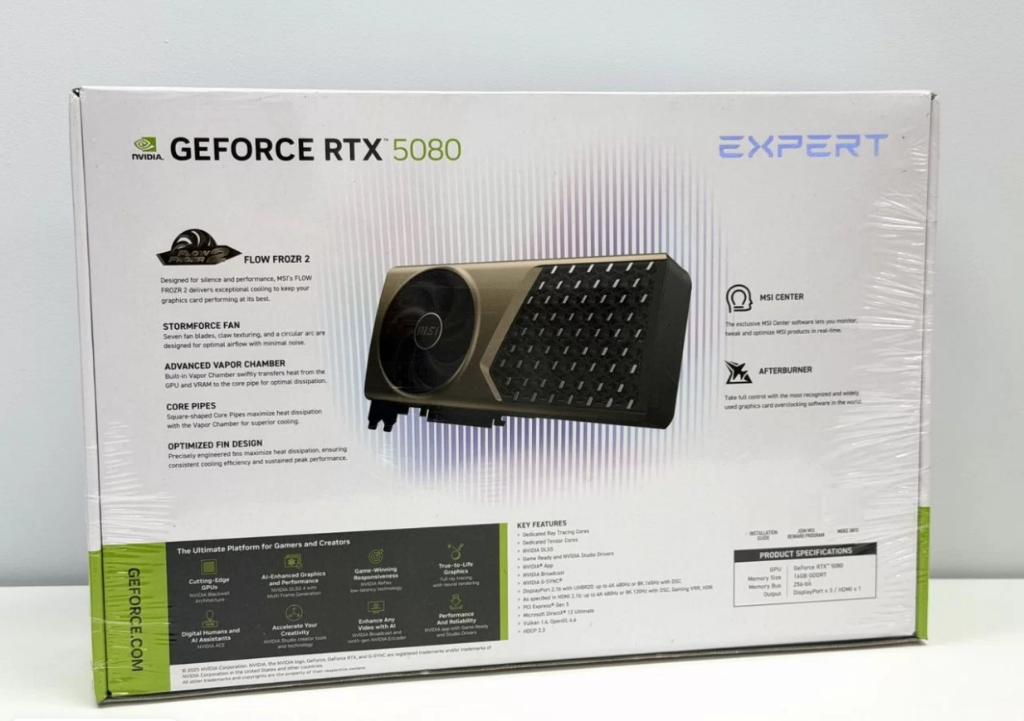 NVIDIA RTX 5080 MSI Expert OC 16GB, Verzenden, GDDR6, PCI-Express 4, Nieuw