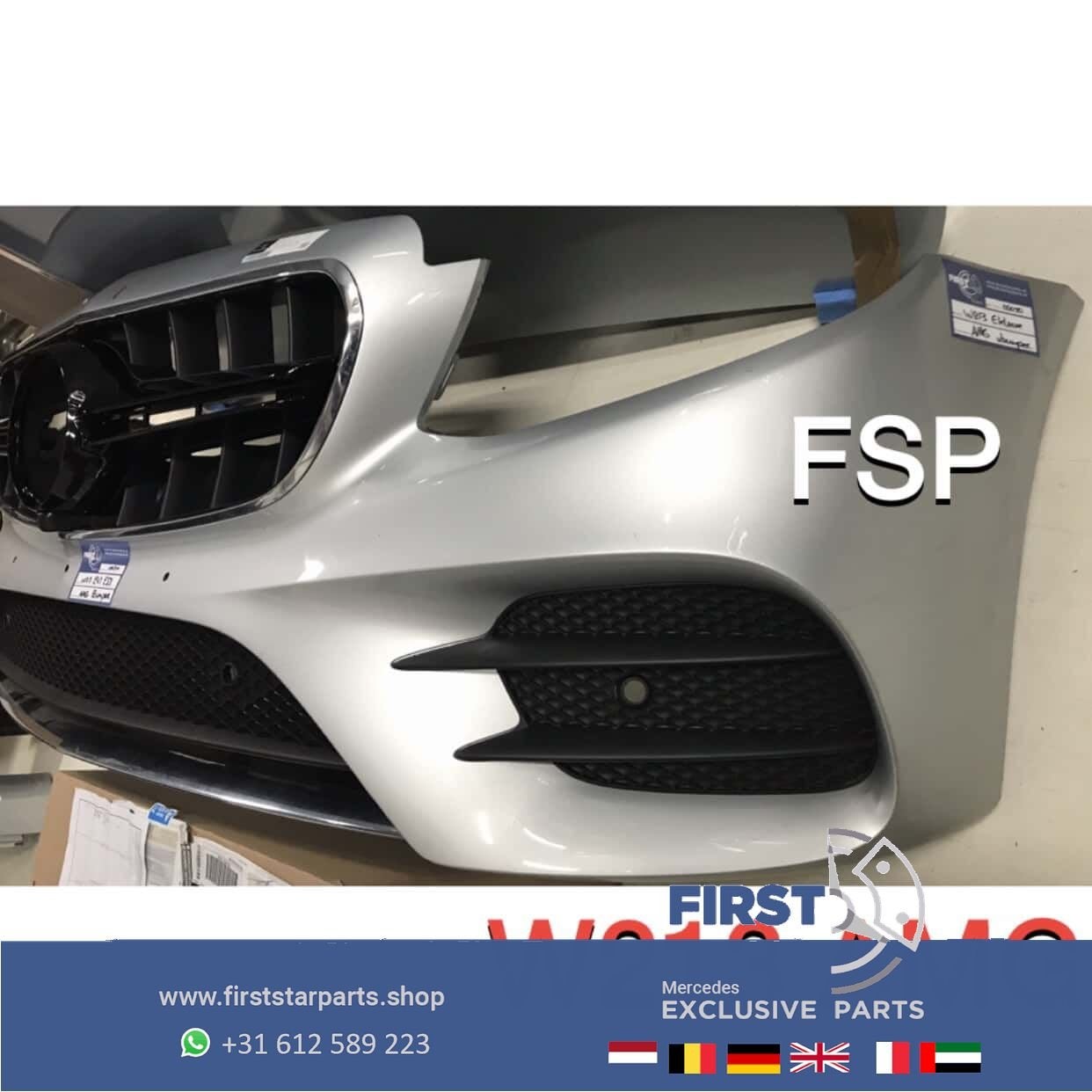 W213 AMG E43 E53 VOORBUMPER Mercedes E Klasse 2016-2021 ZILV, Gebruikt, -, Voor, Ophalen of Verzenden