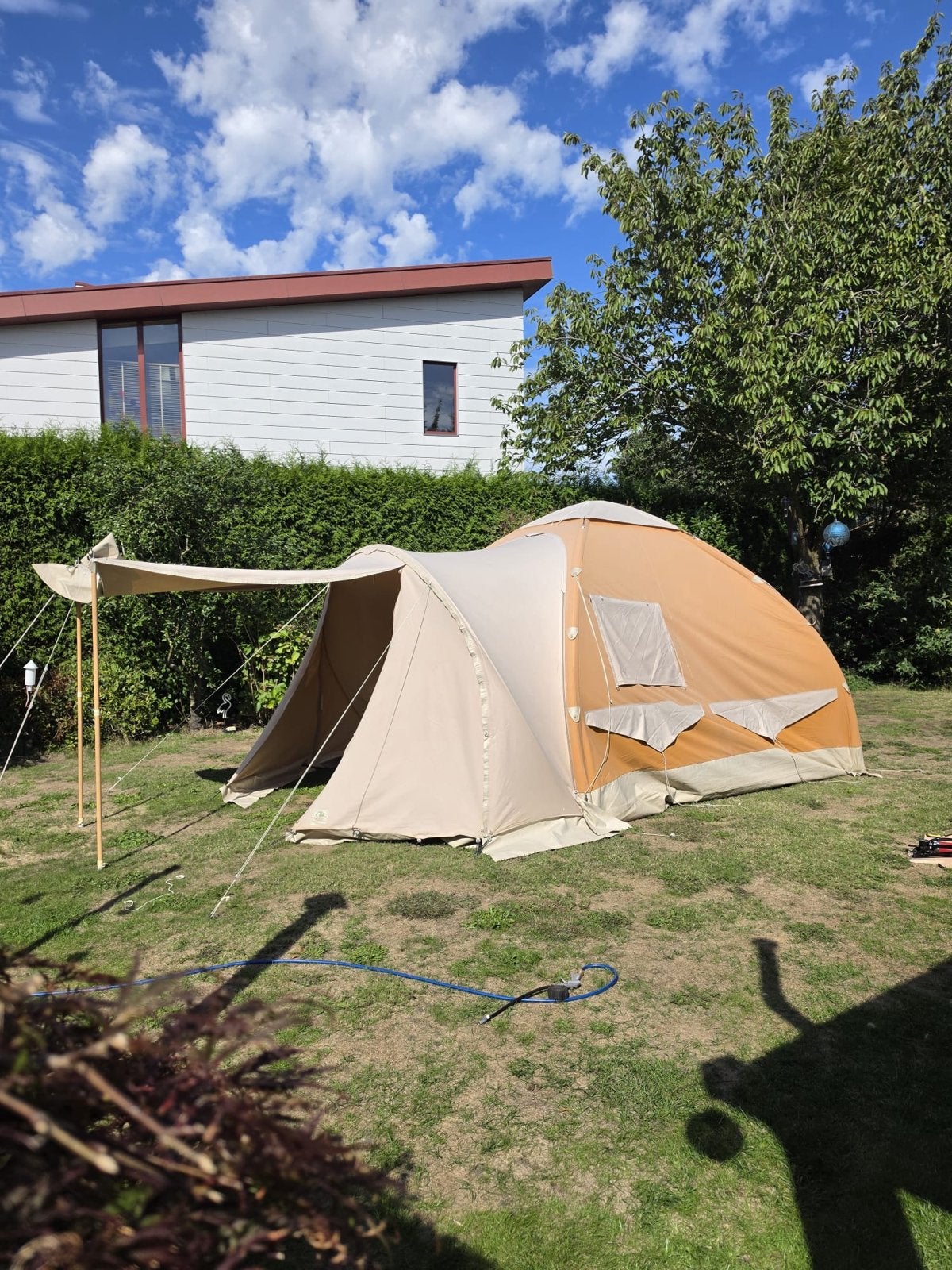 Karsten Tent 2.50 x 2.50 met Luifel tapijt & opberdriehoeken, Ophalen, Gebruikt, Tot en met 3