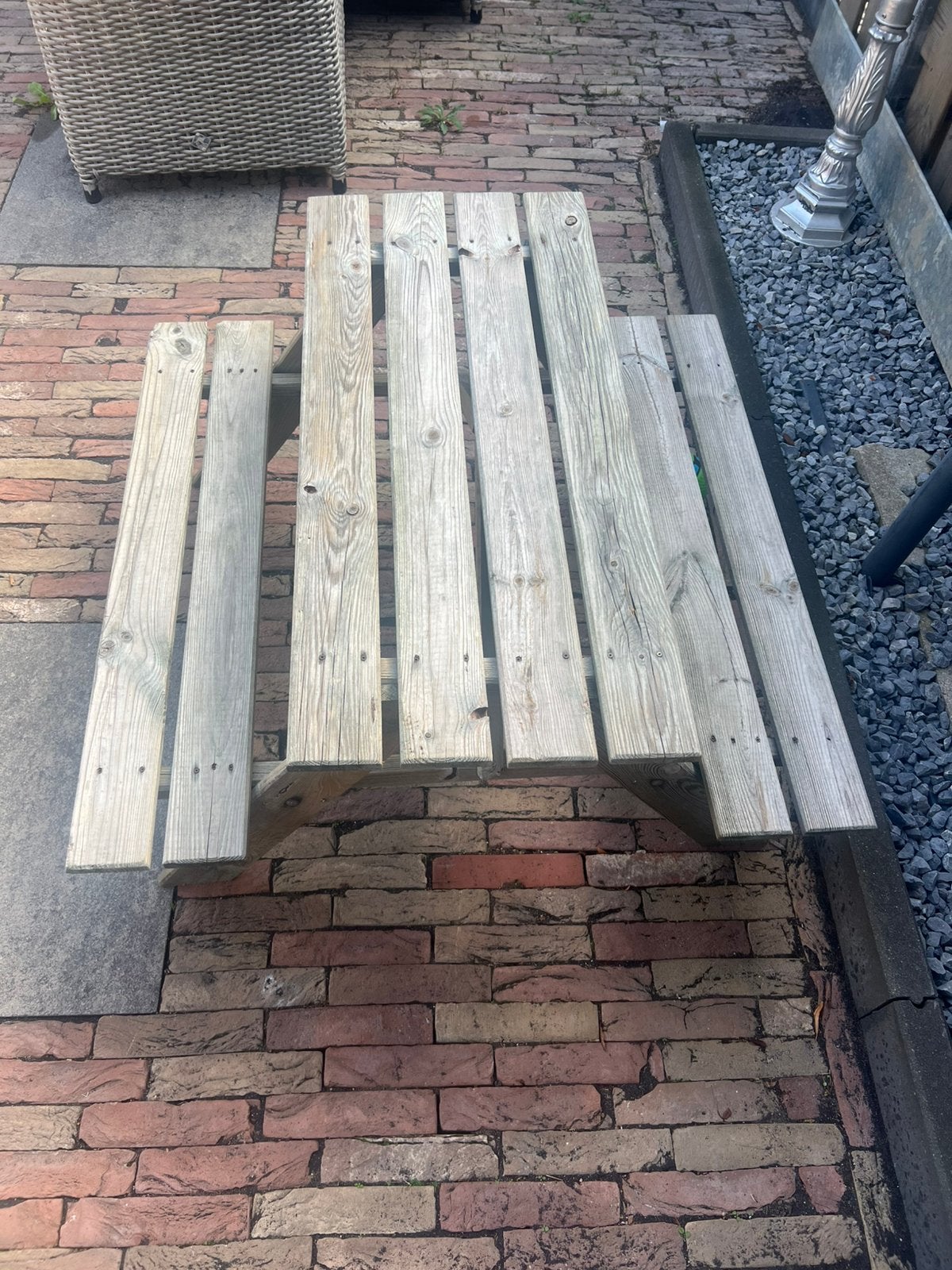 Picknick tafel voor de kids, Tuin en Terras, Ophalen of Verzenden, Zo goed als nieuw, Rechthoekig, Hout