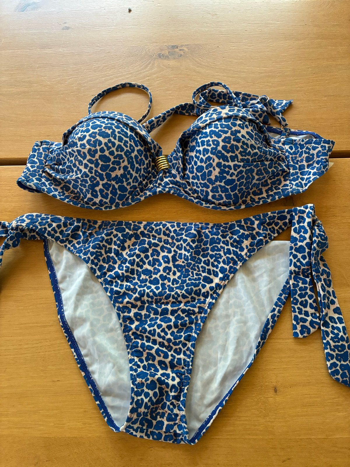 Shein Bikini XL Strapless Animal Print Blauw ZGAN, Ophalen of Verzenden, Zo goed als nieuw, Blauw, Bikini