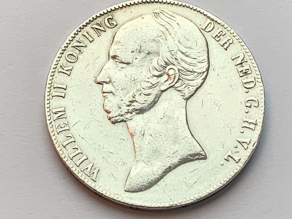 Zilveren rijksdaalder zeer zeldzaam jaar 1844 willem 2, Postzegels en Munten, Munten | Nederland, Ophalen of Verzenden, Koning Willem III