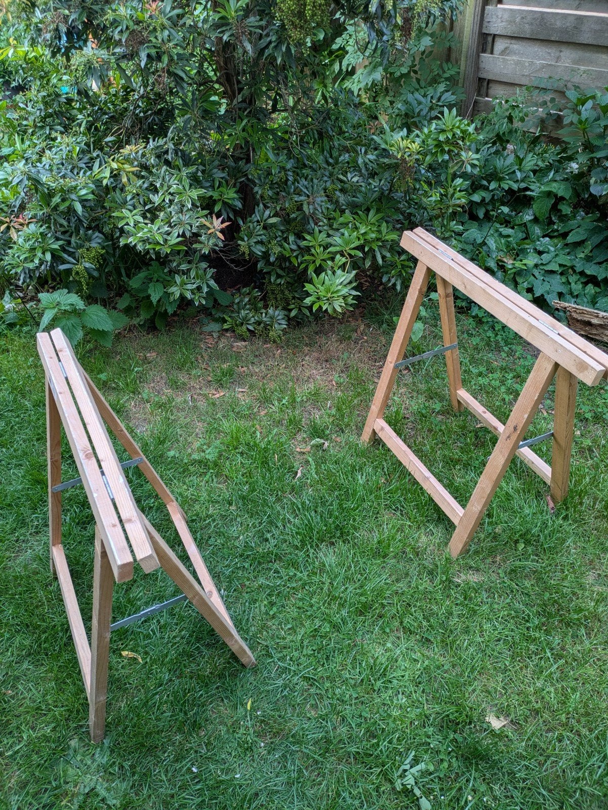Houten schragen (2 stuks), Ophalen, Gebruikt, 70 tot 120 cm
