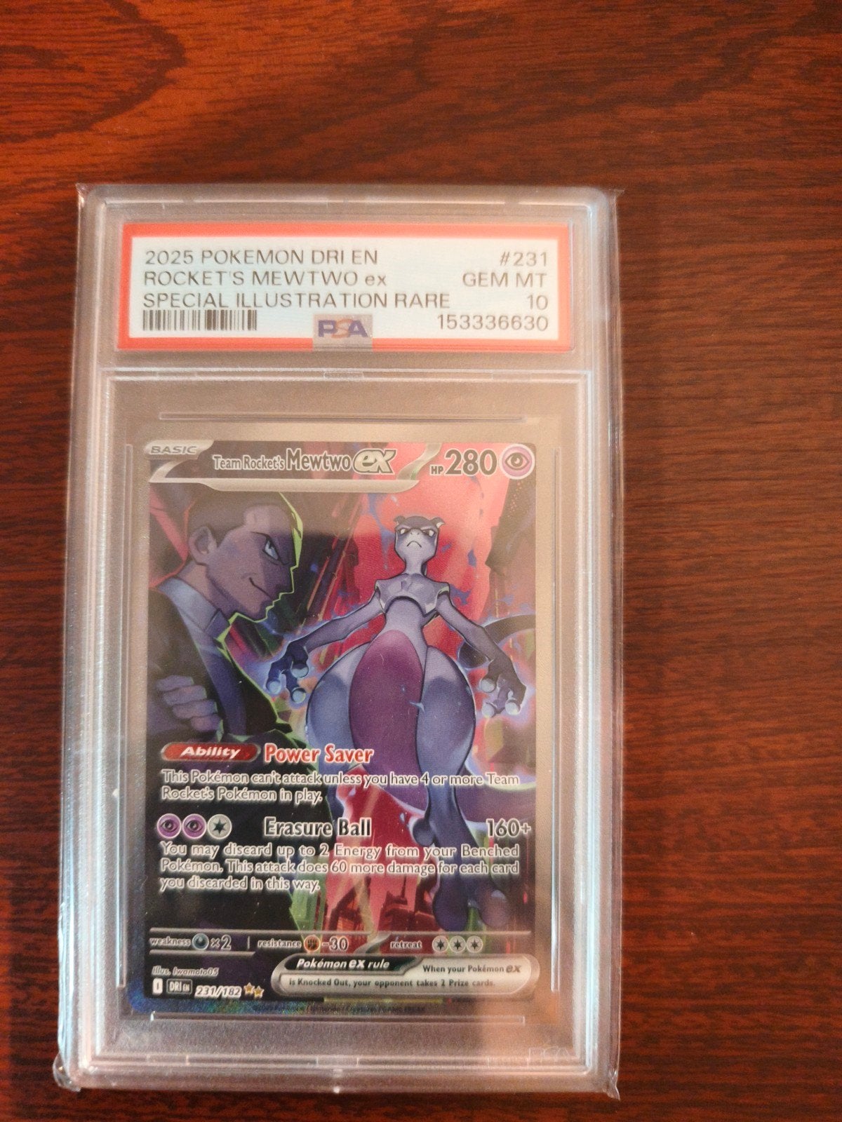 Mewtwo ex (Team Rocket's) PSA 10 - Special Illustration Rare, Hobby en Vrije tijd, Verzamelkaartspellen | Pokémon, Ophalen of Verzenden