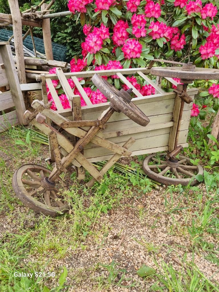 Antieke houten kar - Decoratieve tuinwagen, Ophalen of Verzenden