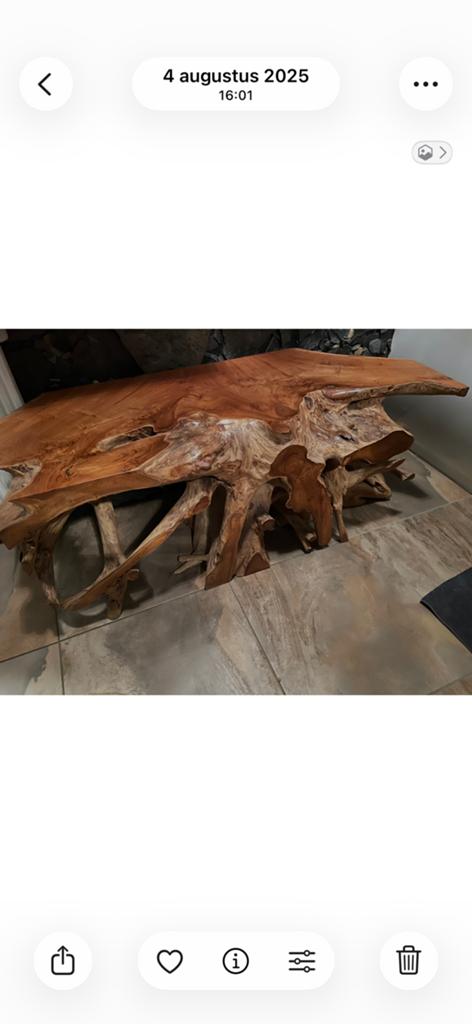 Prachtige wortelhout /massief teakhout sidetable/tv meubel, Ophalen, 100 tot 150 cm, Teakhout, Zo goed als nieuw