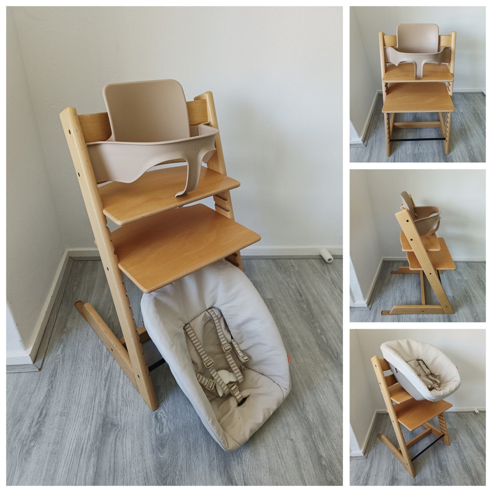 Stokke Tripp trapp naturel met babyset en newbornset, Kinderen en Baby's, Kinderstoelen, Meegroeistoel, Ophalen of Verzenden, Zo goed als nieuw