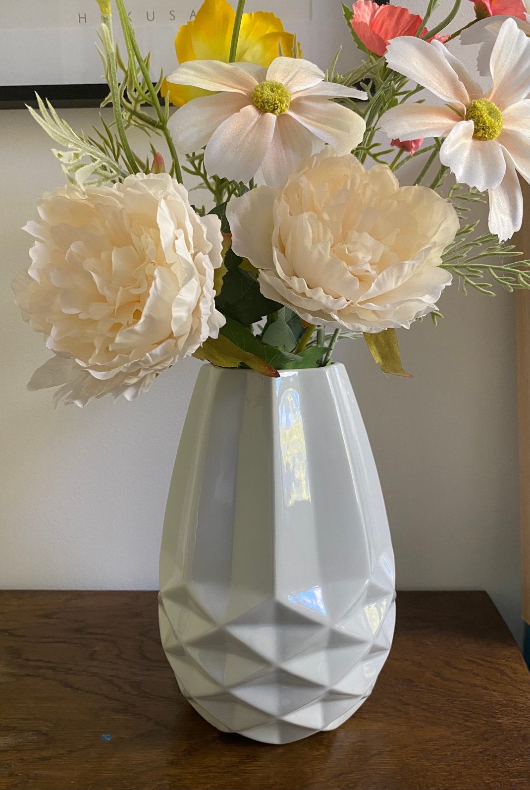 Fair Trade vaas (zonder bloemen), Ophalen, Gebruikt, Wit, 25 cm