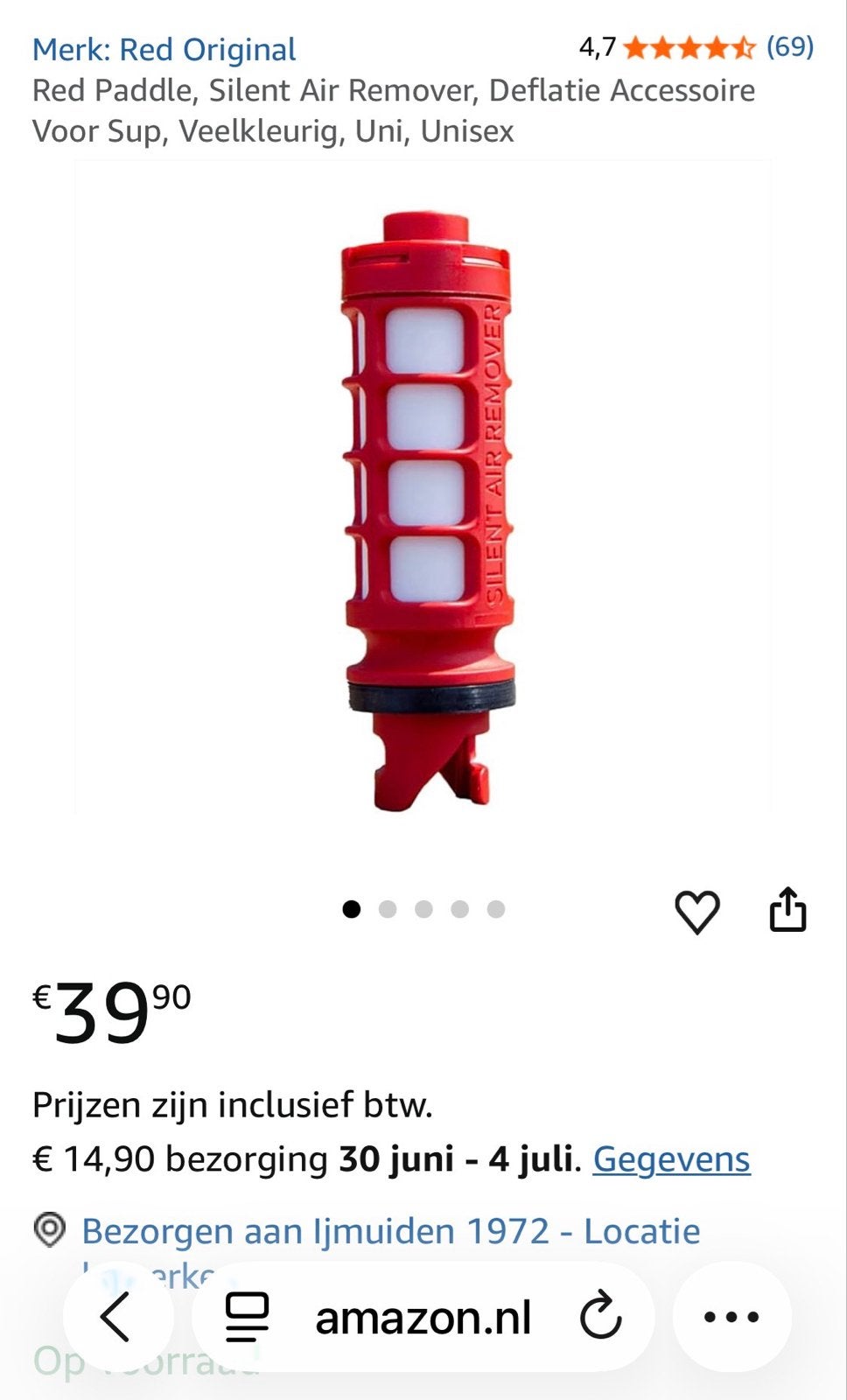 Red Paddle Silent Air Remover SUP Deflatie Accessoire, Ophalen of Verzenden, Zo goed als nieuw, Overige typen