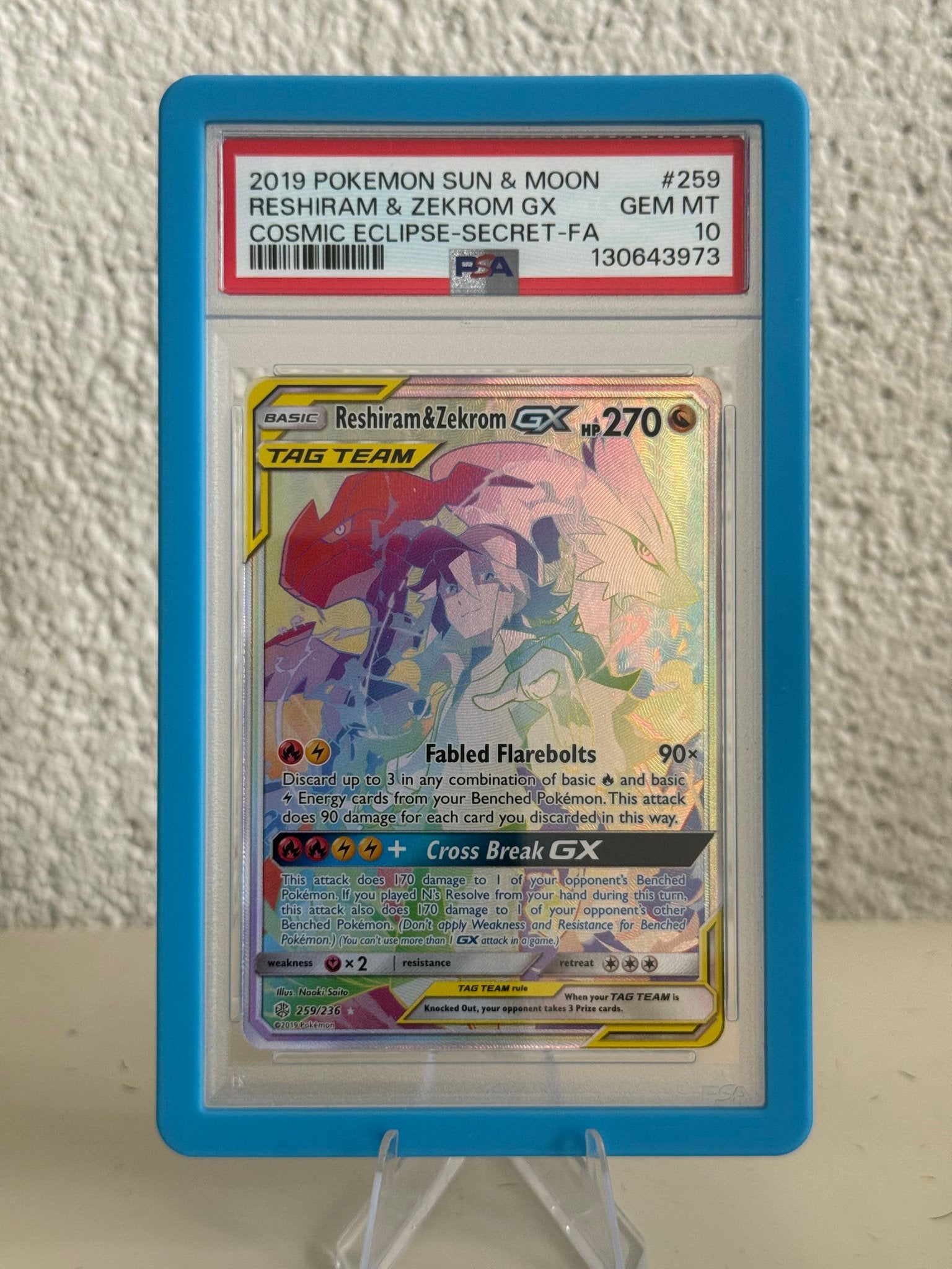 Pokemon Reshiram & Zekrom Gx | PSA 10 | 259/236 | 130643973, Ophalen of Verzenden, Zo goed als nieuw, Losse kaart