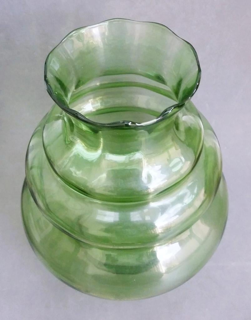 Omstreeks 1930 GROTE 27 cm. Art Deco Groen Lazen DOYEN Vaas, Antiek en Kunst, Antiek | Glas en Kristal, Ophalen of Verzenden