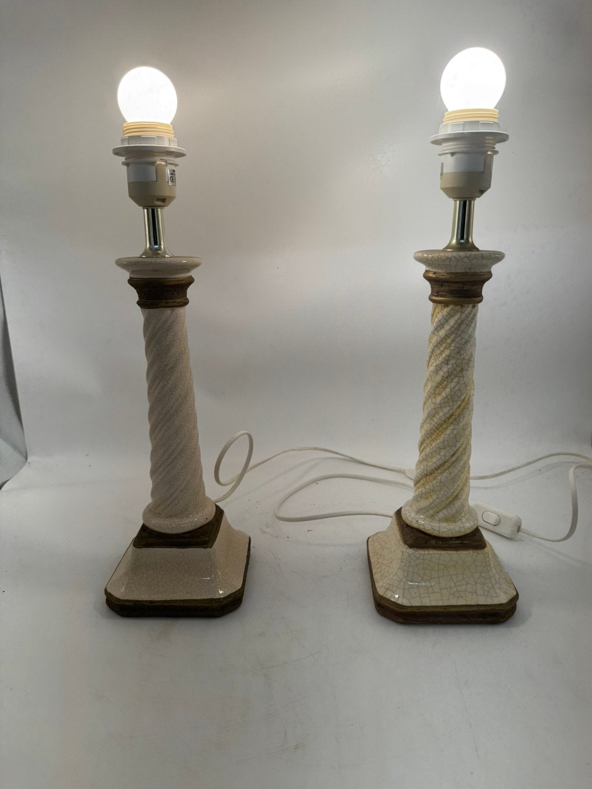 Set van 2 Le Dauphin Tafellampen | Frans Vintage  Craquelé, Antiek en Kunst, Antiek | Lampen, Ophalen of Verzenden