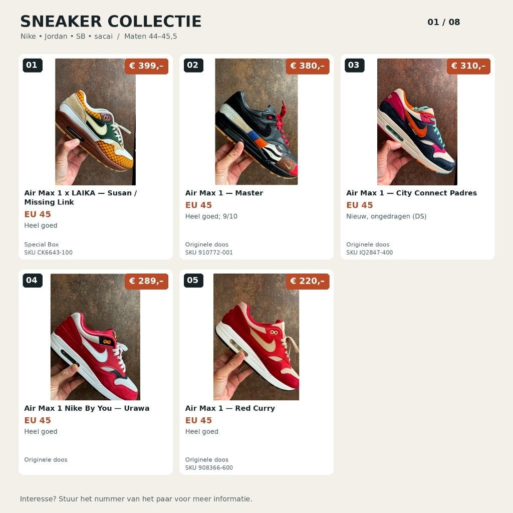 Sneakers van Nike, Air Max 1, Dunk, Jordan – maat 44 - 45,5, Overige kleuren, Nike, Ophalen of Verzenden, Sneakers of Gympen