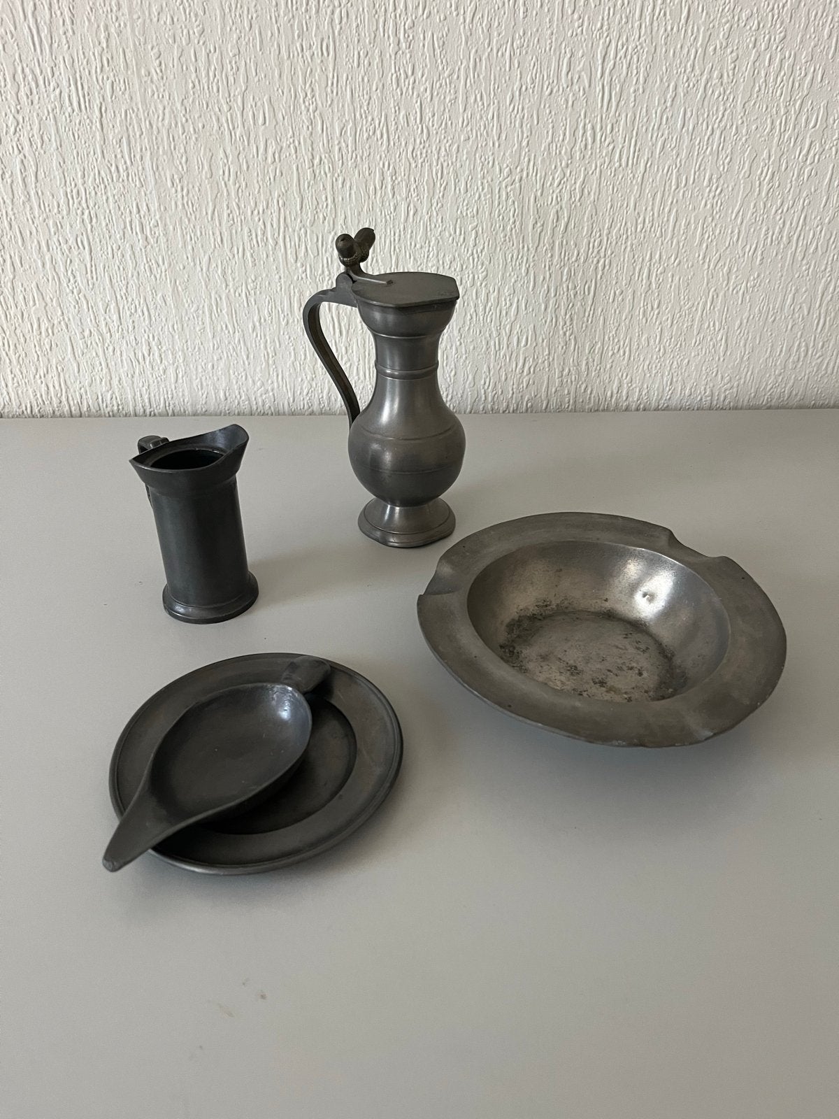 Antiek tinnen servies set - 4 stuks, Antiek en Kunst, Ophalen