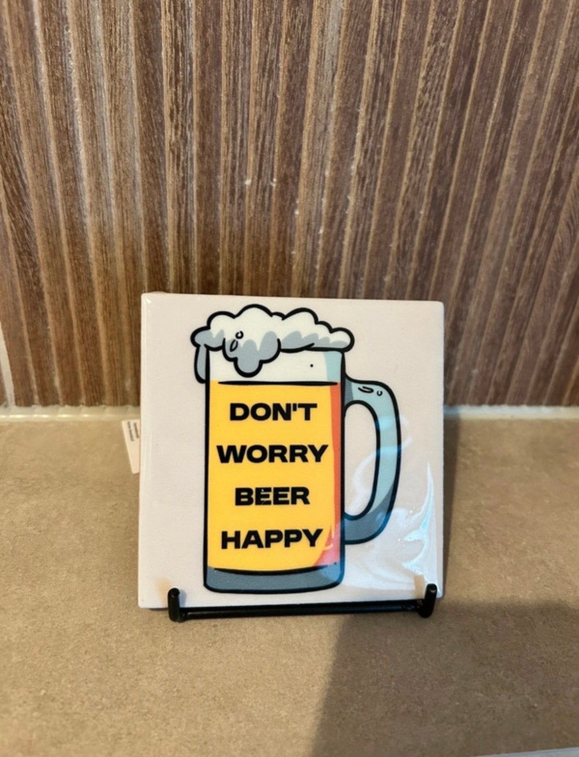 Tegeltje met spreuk: Don't Worry Beer Happy, Ophalen of Verzenden, Nieuw