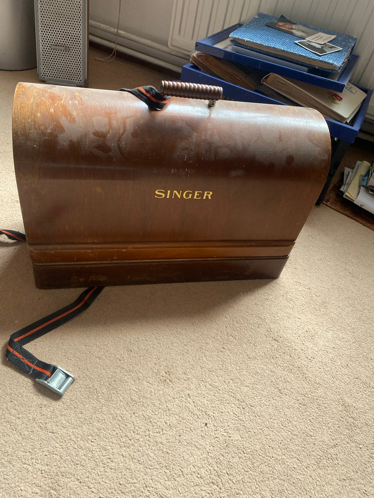 Vintage Singer Naaimachine in Houten Koffer, Ophalen
