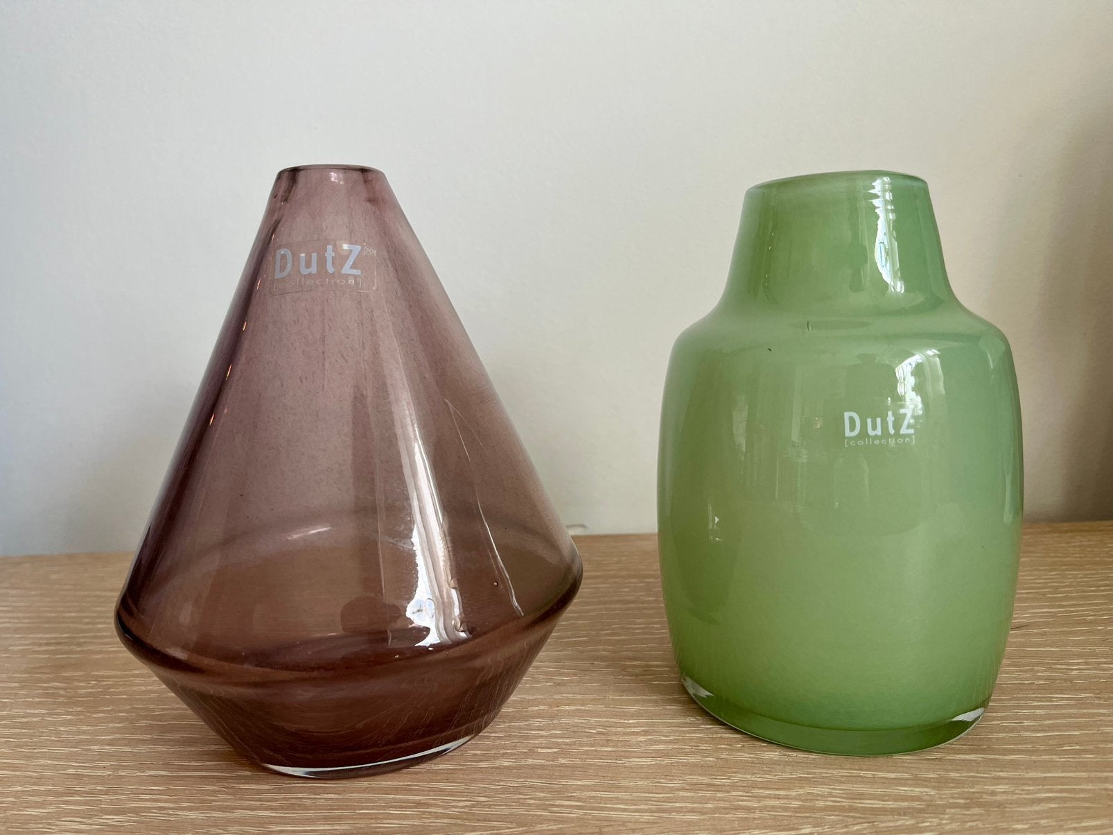 DutZ Collection design vazen – set van 2 – mondgeblazen glas, Handgemaakt, Meerkleurig, Ophalen of Verzenden, 18 cm