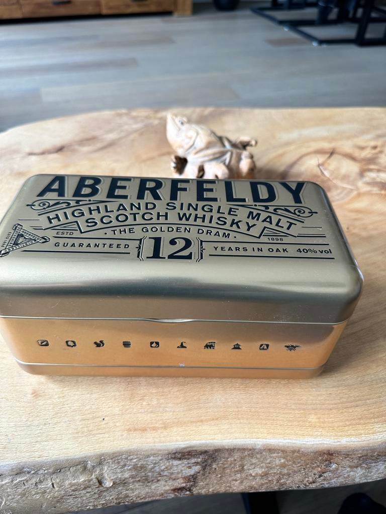 Aberfeldy Highland Single Malt Scotch Whisky blik, Ophalen of Verzenden, Gebruikt, Overige, Overige merken