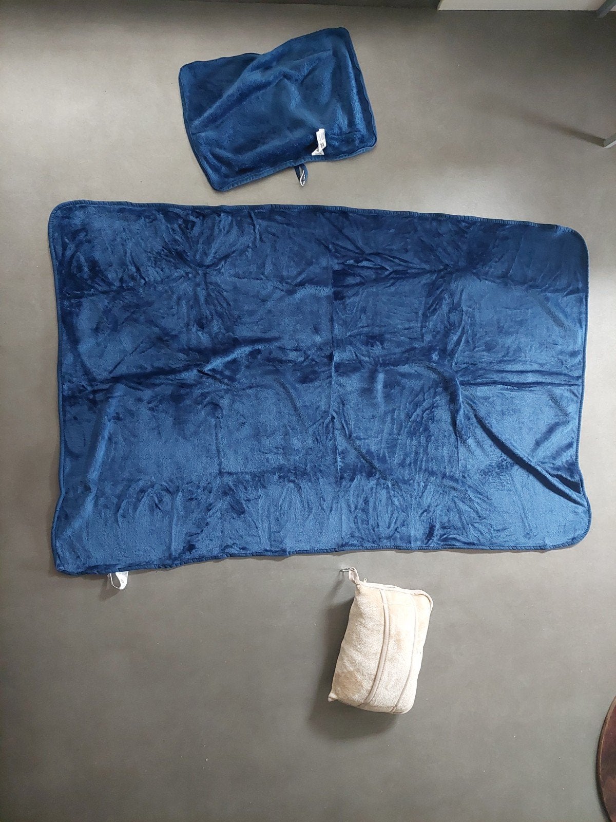 Reisdeken/kussen set - Blauw en Beige, Ophalen